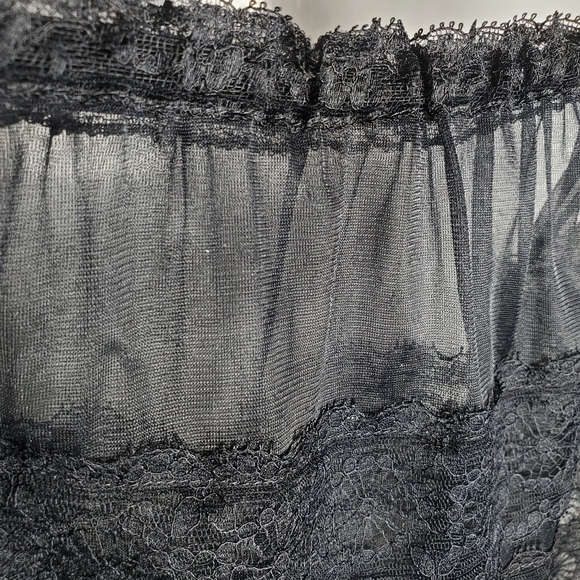 Vintage 50s 60s Van Raalte Half Slip Skirt Sheer Mesh Floral Lace Black XS Small - Picture 8 of 9